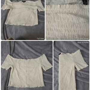 Off-Shoulder Crinkle Top in Ivory